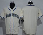 Wholesale Cheap Mariners Blank Cream New Cool Base Stitched MLB Jersey