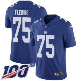 Wholesale Cheap Nike Giants #75 Cameron Fleming Royal Blue Team Color Youth Stitched NFL 100th Season Vapor Untouchable Limited Jersey