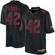 Wholesale Cheap Nike 49ers #42 Ronnie Lott Black Men's Stitched NFL Impact Limited Jersey