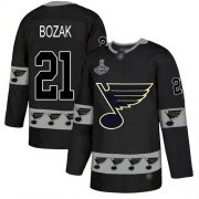 Wholesale Cheap Adidas Blues #21 Tyler Bozak Black Authentic Team Logo Fashion Stanley Cup Champions Stitched NHL Jersey