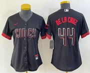 Wholesale Cheap Women's Cincinnati Reds #44 Elly De La Cruz Black 2023 City Connect Cool Base Stitched Baseball Jersey1