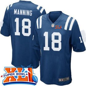 Wholesale Cheap Nike Colts #18 Peyton Manning Royal Blue Team Color Super Bowl XLI Youth Stitched NFL Elite Jersey