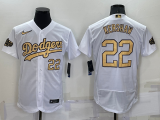 Wholesale Men's Los Angeles Dodgers #22 Clayton Kershaw Number White 2022 All Star Stitched Flex Base Nike Jersey