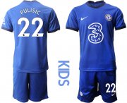 Wholesale Cheap Youth 2020-2021 club Chelsea home 22 blue Soccer Jerseys