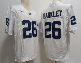 Cheap Men\'s Penn State Nittany Lions #26 Saquon Barkley White Stitched Jersey