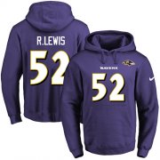 Wholesale Cheap Nike Ravens #52 Ray Lewis Purple Name & Number Pullover NFL Hoodie