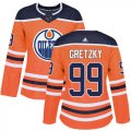Wholesale Cheap Adidas Oilers #99 Wayne Gretzky Orange Home Authentic Women's Stitched NHL Jersey