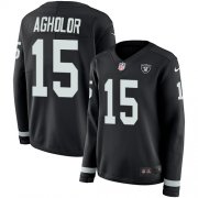 Wholesale Cheap Nike Raiders #15 Nelson Agholor Black Team Color Women's Stitched NFL Limited Therma Long Sleeve Jersey