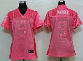 Wholesale Cheap Nike Saints #9 Drew Brees Pink Sweetheart Women\'s NFL Game Jersey