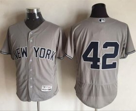 Wholesale Cheap Yankees #42 Mariano Rivera Grey Flexbase Authentic Collection Stitched MLB Jersey