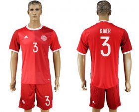 Wholesale Cheap Danmark #3 Kjaer Red Home Soccer Country Jersey