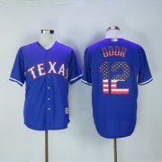 Wholesale Cheap Rangers #12 Rougned Odor Blue USA Flag Fashion Stitched MLB Jersey