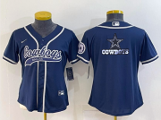 Wholesale Cheap Women's Dallas Cowboys Navy Blue Team Big Logo With Patch Cool Base Stitched Baseball Jersey