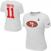 Wholesale Cheap Women's Nike San Francisco 49ers #11 Alex Smith Name & Number Super Bowl XLVII T-Shirt White