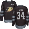 Wholesale Cheap Adidas Ducks #34 Sam Steel Black 1917-2017 100th Anniversary Stitched NHL Jersey