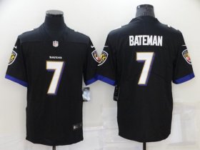 Wholesale Cheap Men\'s Baltimore Ravens #7 Rashod Bateman Black Vapor Untouchable Limited Stitched Jersey