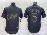 Wholesale Cheap Men's Los Angeles Dodgers #5 Freddie Freeman Black Pullover Turn Back The Clock Stitched Cool Base Jersey