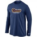 Wholesale Cheap Nike Los Angeles Rams Authentic Font Long Sleeve T-Shirt Dark Blue