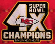 Cheap Embroidered Kansas City Chiefs IV,LIV,LVII, LVIII 4x Champions Jersey Patch