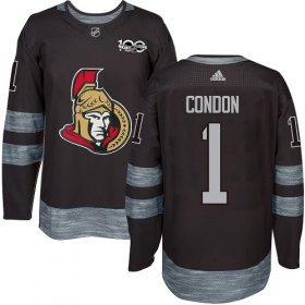 Wholesale Cheap Adidas Senators #1 Mike Condon Black 1917-2017 100th Anniversary Stitched NHL Jersey