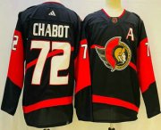 Cheap Men's Ottawa Senators #72 Thomas Chabot Black 2022 Reverse Retro Authentic Jersey