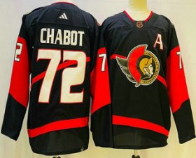 Cheap Men\'s Ottawa Senators #72 Thomas Chabot Black 2022 Reverse Retro Authentic Jersey