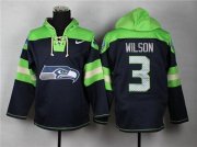 Wholesale Cheap Nike Seahawks #3 Russell Wilson Navy Blue Player Pullover NFL Hoodie