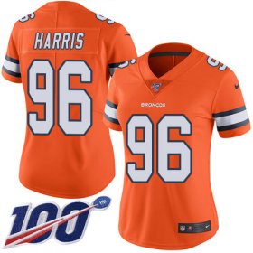 Wholesale Cheap Nike Broncos #96 Shelby Harris Orange Women\'s Stitched NFL Limited Rush 100th Season Jersey