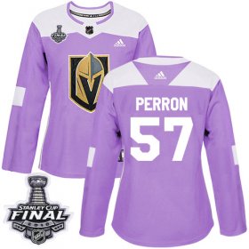 Wholesale Cheap Adidas Golden Knights #57 David Perron Purple Authentic Fights Cancer 2018 Stanley Cup Final Women\'s Stitched NHL Jersey