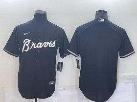 Wholesale Cheap Men\'s Atlanta Braves Blank Black Cool Base Stitched Baseball Jersey