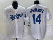 Wholesale Cheap Men's Los Angeles Dodgers #14 Enrique Hernandez White Stitched Cool Base Nike Jersey