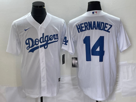 Wholesale Cheap Men\'s Los Angeles Dodgers #14 Enrique Hernandez White Stitched Cool Base Nike Jersey