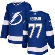 Wholesale Cheap Adidas Lightning #77 Victor Hedman Blue Home Authentic Stitched NHL Jersey