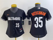 Wholesale Cheap Women's Baltimore Orioles #35 Adley Rutschman Number Black 2023 City Connect Cool Base Stitched Jersey 1