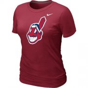 Wholesale Cheap Women's MLB Cleveland Indians Heathered Nike Blended T-Shirt Red