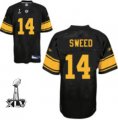 Wholesale Cheap Steelers #14 Limas Sweed Black With Yellow Number Super Bowl XLV Stitched NFL Jersey