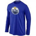 Wholesale Cheap NHL Edmonton Oilers Big & Tall Logo Long Sleeves T-Shirt Blue