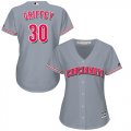 Wholesale Cheap Reds #30 Ken Griffey Grey Road Women's Stitched MLB Jersey