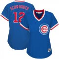 Wholesale Cheap Cubs #12 Kyle Schwarber Blue Cooperstown Women's Stitched MLB Jersey