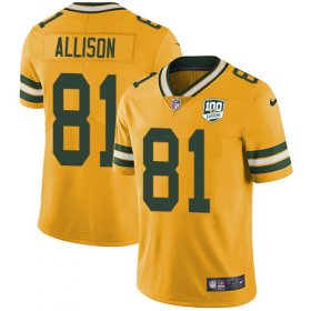 Wholesale Cheap Nike Packers #81 Geronimo Allison Yellow Men\'s 100th Season Stitched NFL Limited Rush Jersey