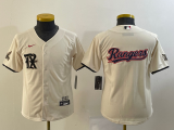 Wholesale Cheap Youth Texas Rangers Big Logo Cream 2023 City Connect Stitched Baseball Jersey