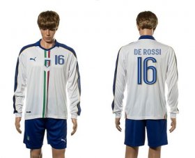 Wholesale Cheap Italy #16 De Rossi White Away Long Sleeves Soccer Country Jersey
