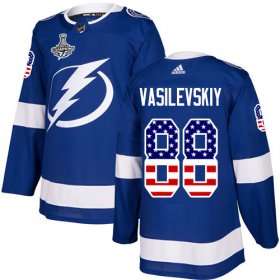 Cheap Adidas Lightning #88 Andrei Vasilevskiy Blue Home Authentic USA Flag Youth 2020 Stanley Cup Champions Stitched NHL Jersey