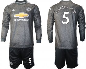 Wholesale Cheap Men 2020-2021 club Manchester united away long sleeve 5 black Soccer Jerseys