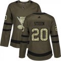 Wholesale Cheap Adidas Blues #20 Alexander Steen Green Salute to Service Women's Stitched NHL Jersey