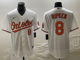 Cheap Men\'s Baltimore Orioles #8 Cal Ripken Jr Number White Cool Base Stitched Jersey