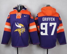 Wholesale Cheap Nike Vikings #97 Everson Griffen Purple Player Pullover NFL Hoodie