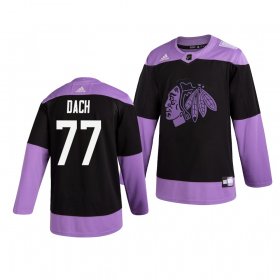 Wholesale Cheap Chicago Blackhawks #77 Kirby Dach Adidas Men\'s Hockey Fights Cancer Practice NHL Jersey Black