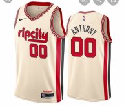 Wholesale Cheap Size XXXL Blazers #00 Carmelo Anthony Cream Basketball Swingman City Edition 2019-20 Jersey