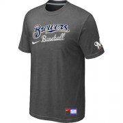 Wholesale Cheap Milwaukee Brewers Nike Short Sleeve Practice MLB T-Shirt Crow Grey